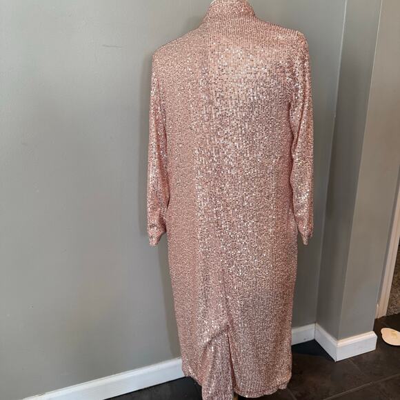Mare Mare Anthropologie NWT Sequin Longline Duster Cardigan Sequin Rose Gold XS - Picture 5 of 15